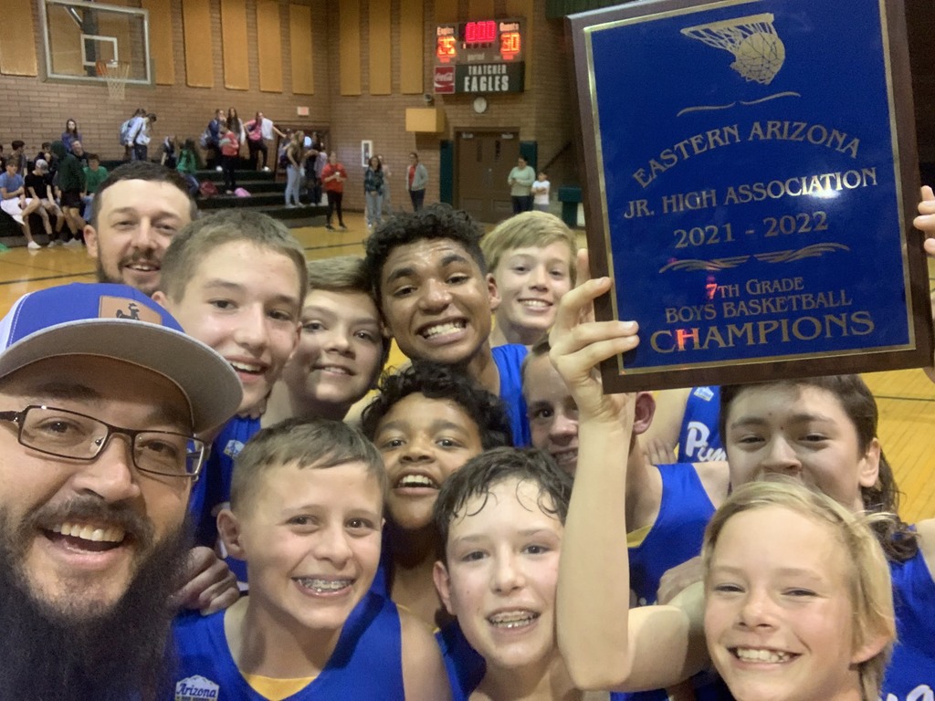 Congratulations to the Pima Junior High 7th Grade boys basketball team. They are the Eastern Arizona Junior High Association CHAMPIONS!!
