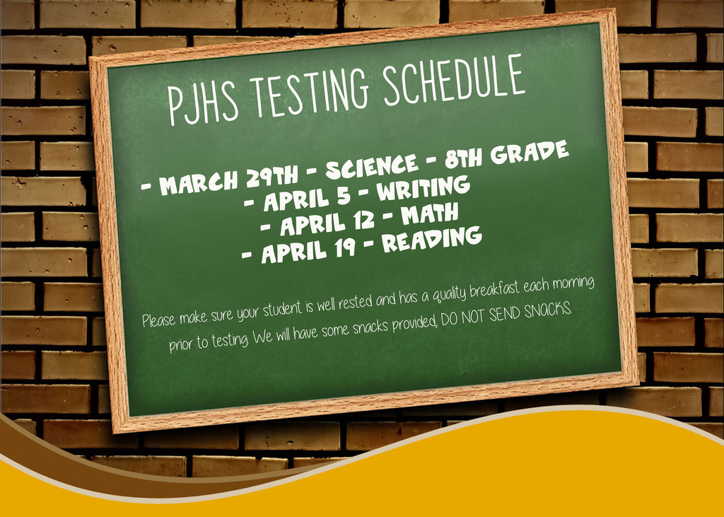 PJHS Testing Schedule